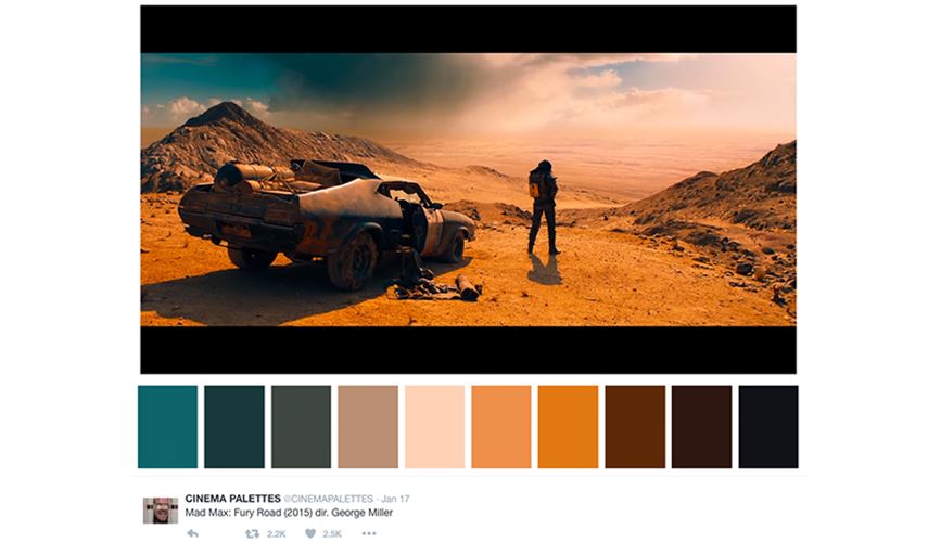Creative Twitter account - cinema pallette Mad Max