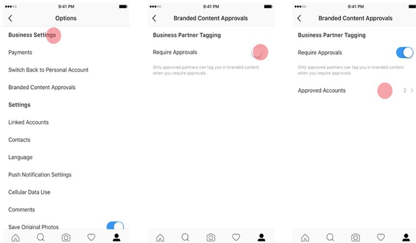 Instagram partner approvals