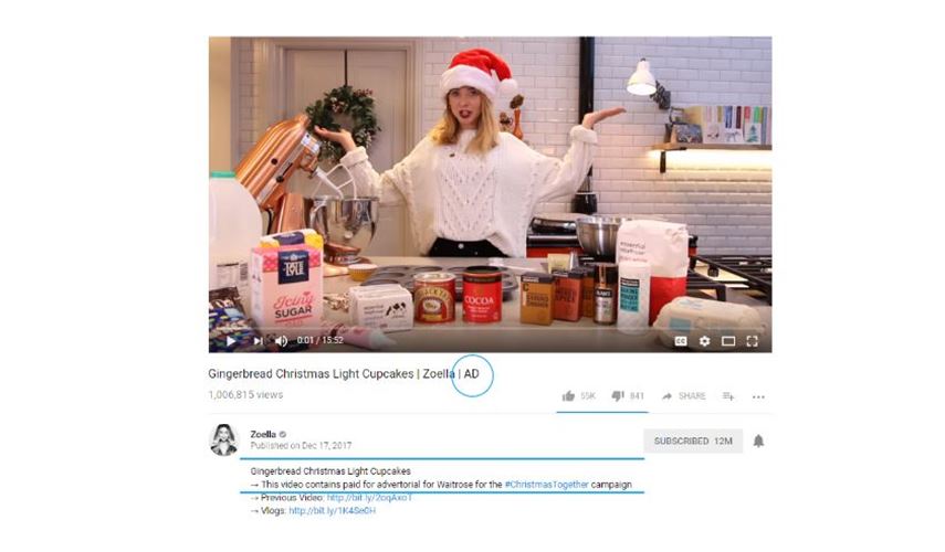 Youtube sponsored advert tagging