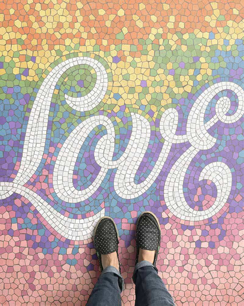 love written with mosaics on the floor